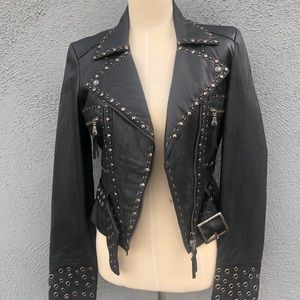Raw7 Genuine leather studded jacket new with tag S
